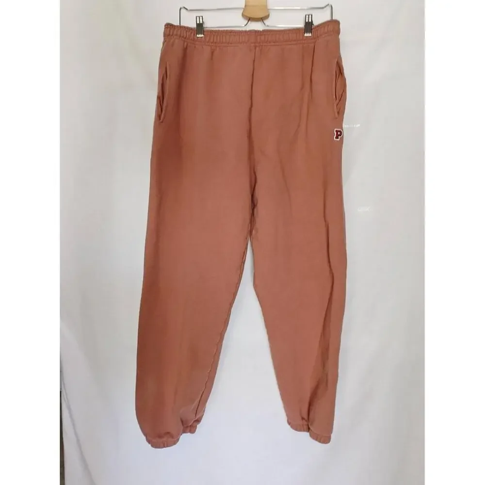Victoria's Secret PINK Sweatpants Campus Elastic Waist Cuffed Rust Brown Medium‎
